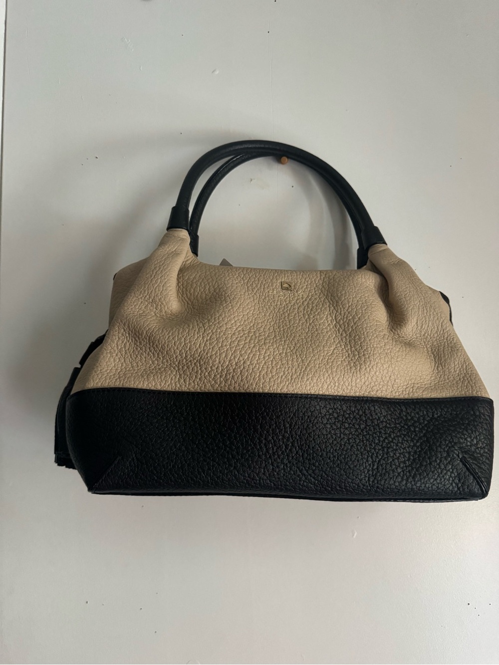 kate spade Two-Tone Black and Cream Pebbled Leather Shoulder Bag